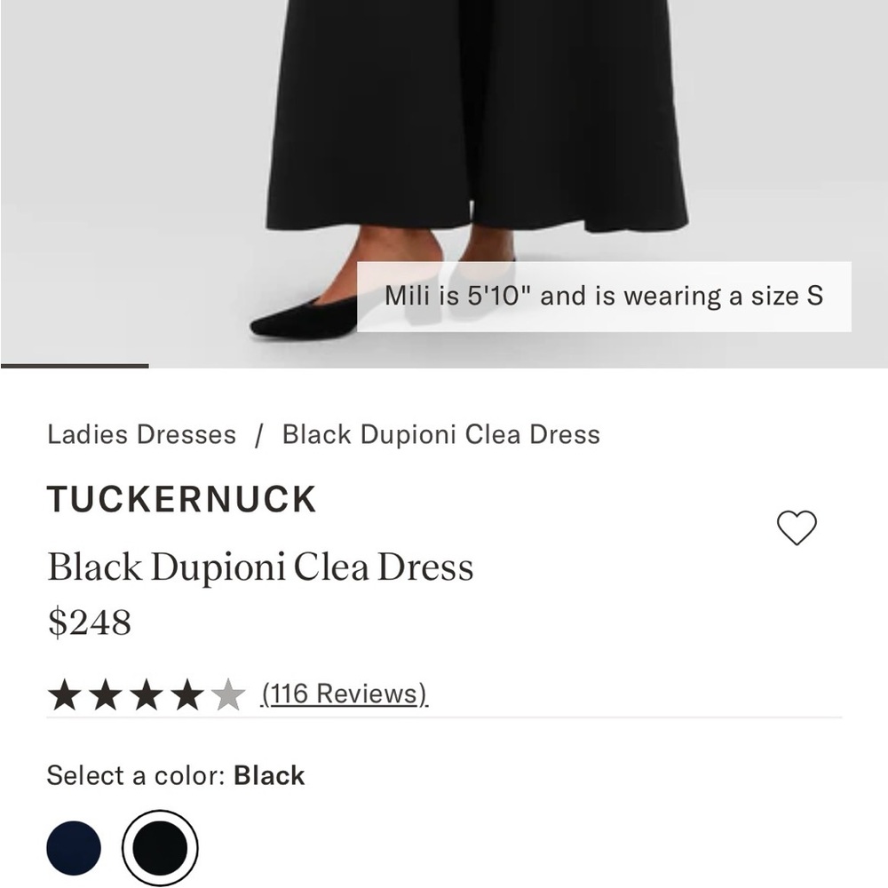Tuckernuck XXS Black Dupioni Clea midi pocketed fit and flare dress - Picture 2 of 8